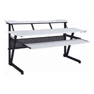 Vion 71 Inch Music Producer Desk for Computer- White- Keyboard Tray