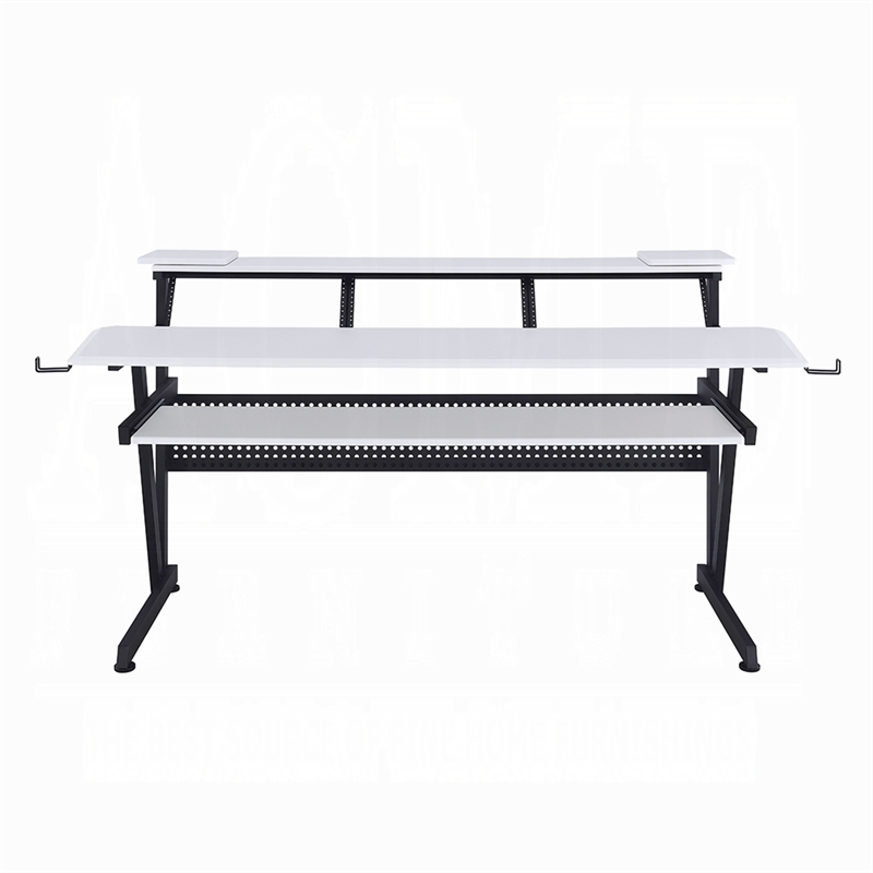 Vion 71 Inch Music Producer Desk for Computer- White- Keyboard Tray