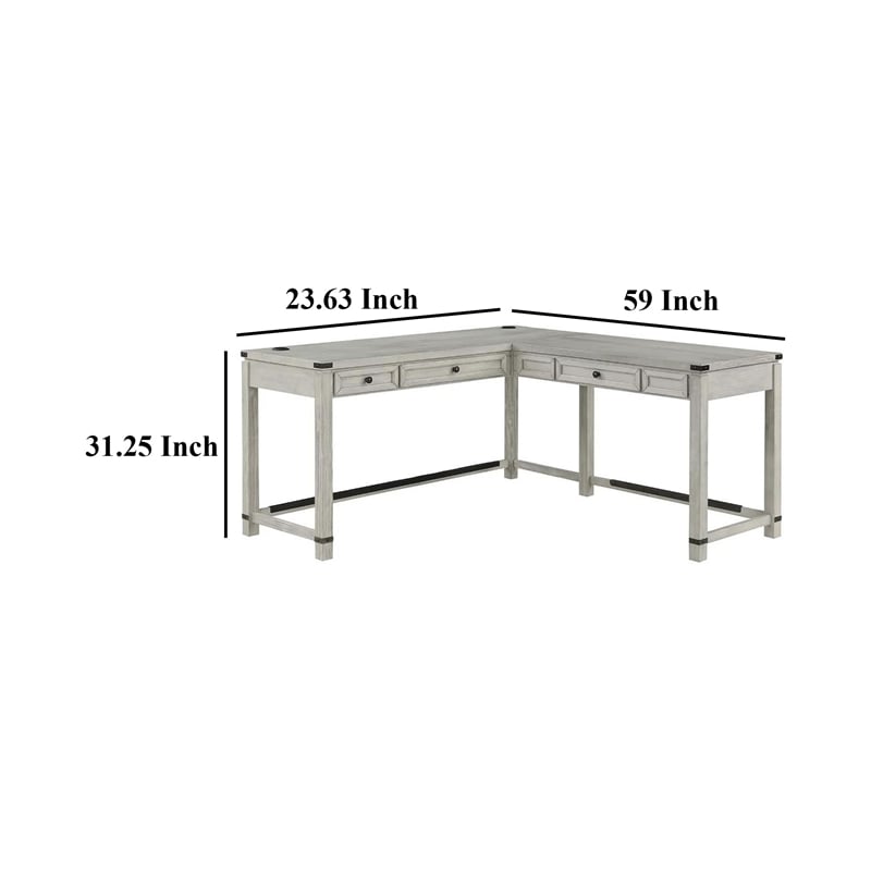 Gery L Corner Standing Sitting Desk with Lift Top- USB- White Wood