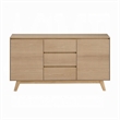 Semi Sideboard Buffet Console- 3 Drawers- 2 Cabinets- Oak Brown Wood