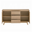 Semi Sideboard Buffet Console- 3 Drawers- 2 Cabinets- Oak Brown Wood