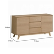 Semi Sideboard Buffet Console- 3 Drawers- 2 Cabinets- Oak Brown Wood