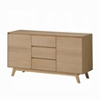 Semi Sideboard Buffet Console- 3 Drawers- 2 Cabinets- Oak Brown Wood