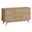 Semi Sideboard Buffet Console- 3 Drawers- 2 Cabinets- Oak Brown Wood