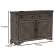 Sideboard Buffet Cabinet- 2 Storage Drawers- 56 Inch Oak Brown Wood