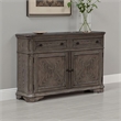 Sideboard Buffet Cabinet- 2 Storage Drawers- 56 Inch Oak Brown Wood