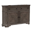 Sideboard Buffet Cabinet- 2 Storage Drawers- 56 Inch Oak Brown Wood