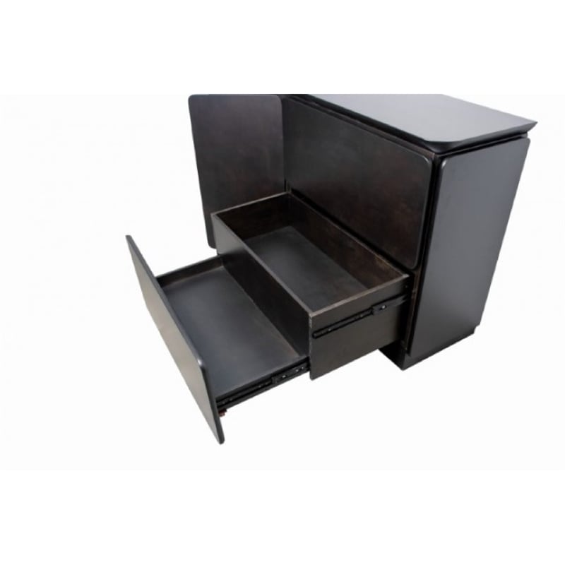 Ziva Sideboard Buffet Console- Drawers Doors- 71 Inch Black Solid Wood