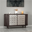 Zoko Sideboard Buffet Console- 2 Doors- Chrome- Ash Gray Wood 60 Inch