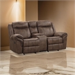 Arisa Loveseat-Brown Faux Leather-Storage Console and Cupholders-79 Inch