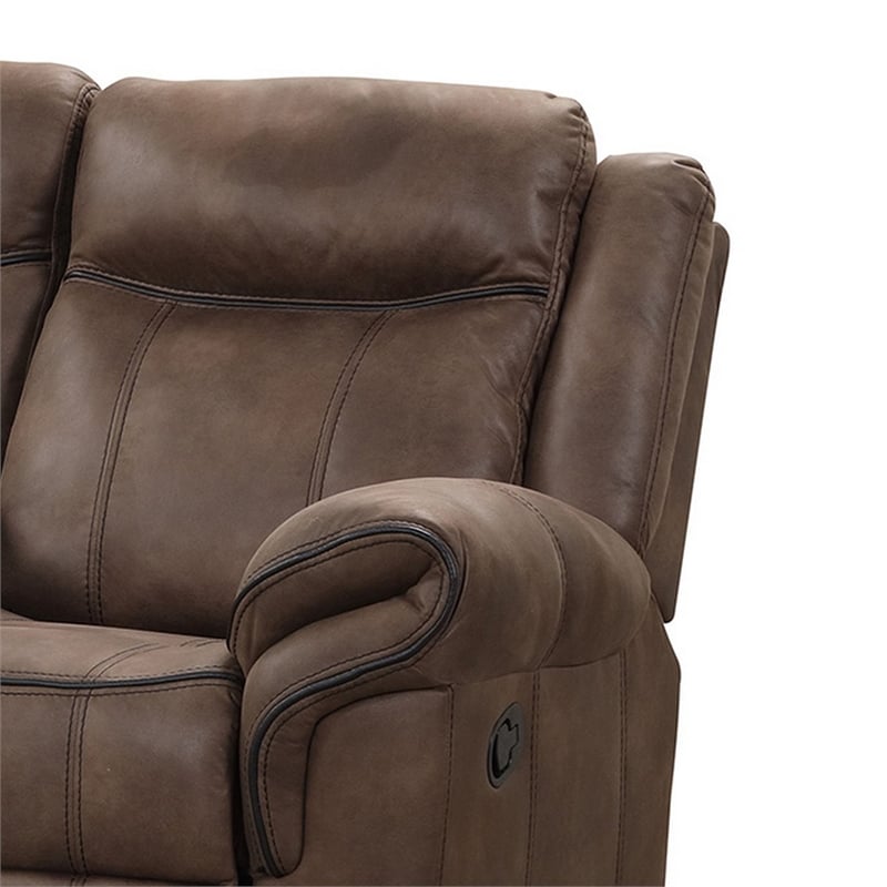 Arisa Loveseat-Brown Faux Leather-Storage Console and Cupholders-79 Inch