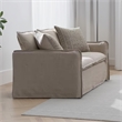 Savoir Loveseat-2 Accent Pillows-Plush Modern Beige Linen-64 Inch
