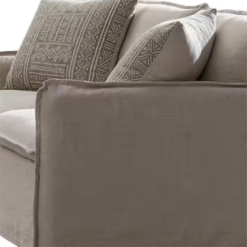 Savoir Loveseat-2 Accent Pillows-Plush Modern Beige Linen-64 Inch
