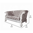 Kai Loveseat-5 Pillows-Tufted Ivory Fabric-Scrolled-White-76 Inch