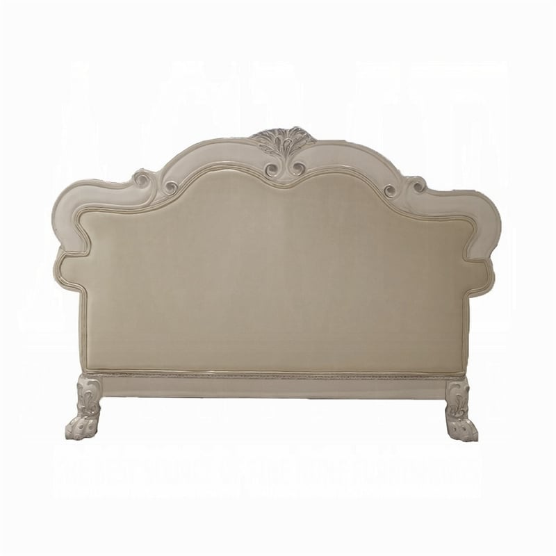 Ally Loveseat with 3 Pillows-64 Inch Wood-Vintage White Faux Leather