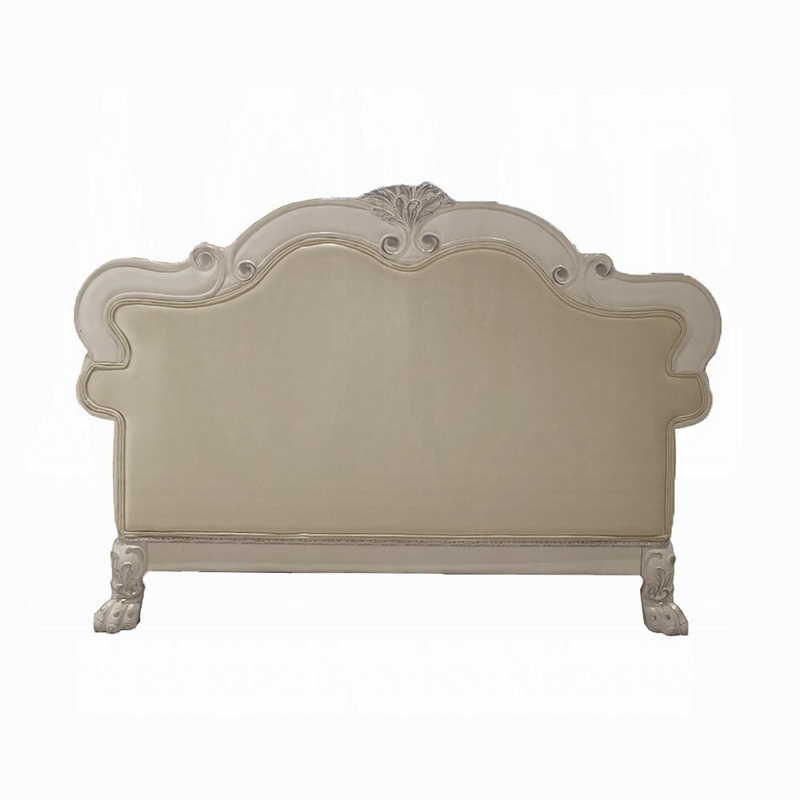 Ally Loveseat with 3 Pillows-64 Inch Wood-Vintage White Faux Leather