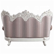 Kin Ornate Loveseat-5 Accent Pillows-Tufted Tan-Antique White