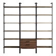 Wens 3pc Wall Mounted Bookcase Set-Shelves-2 Drawers-Walnut Brown