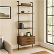 Wens Wall Mounted Bookcase Unit-4 Shelves-2 Drawers-Black Brown