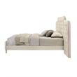 Ronny Inch Queen Size Bed- Wall Headboard- Beige Linen Tufted Upholstery