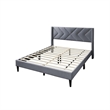 Reno Queen Size Bed- Modern X Channel Tufted Gray Velvet Upholstery
