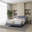 Reno Queen Size Bed- Modern X Channel Tufted Gray Velvet Upholstery