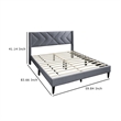 Reno Queen Size Bed- Modern X Channel Tufted Gray Velvet Upholstery