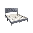 Reno Queen Size Bed- Modern X Channel Tufted Gray Velvet Upholstery