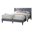 Reno Queen Size Bed- Modern X Channel Tufted Gray Velvet Upholstery