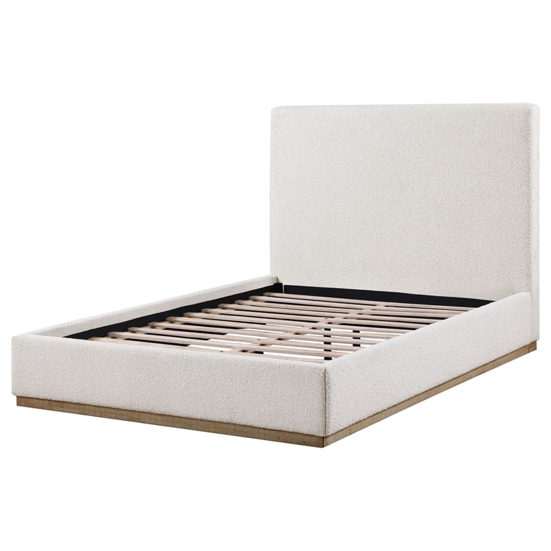Ole King Size Bed- Upholstered Panel Headboard- Gold Plinth Base- Ivory