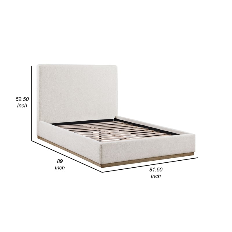 Ole King Size Bed- Upholstered Panel Headboard- Gold Plinth Base- Ivory