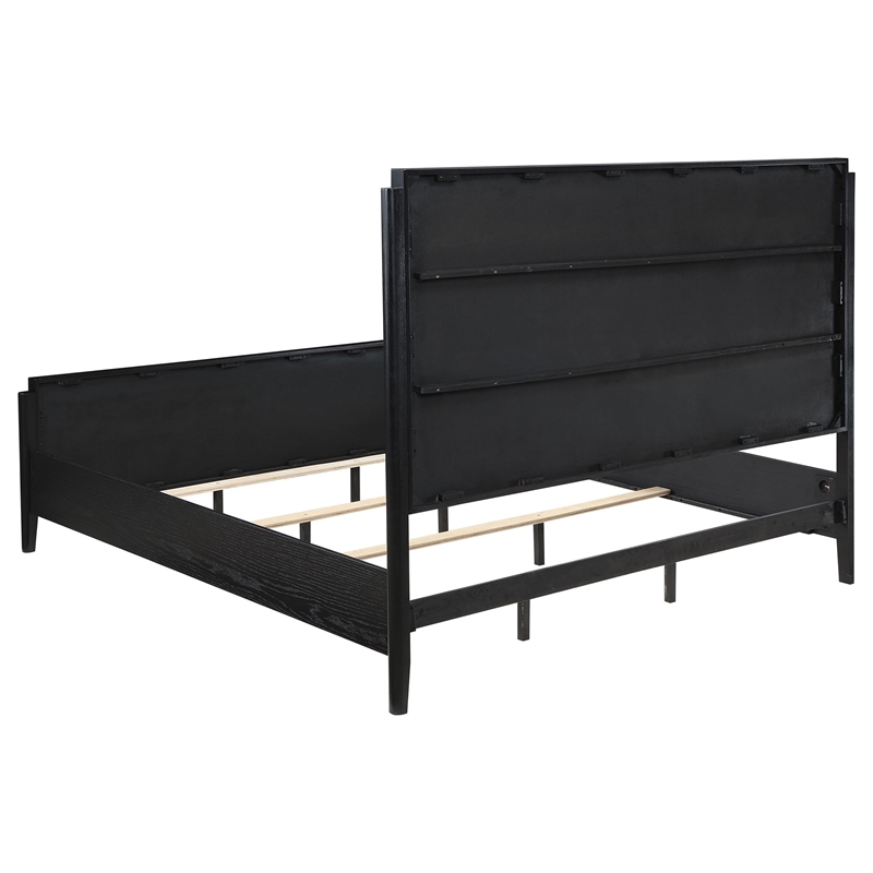 Jack Queen Size Bed- Fluted Panel Headboard- Round Tapered Legs- Black