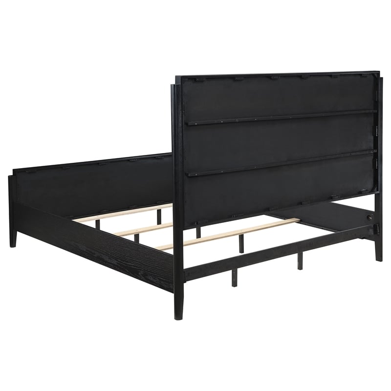Jack King Size Bed- Fluted Panel Headboard- Round Tapered Legs- Black