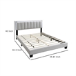 Zemo Queen Size Bed- LED Headboard- Tufted Light Gray Wool Upholstery