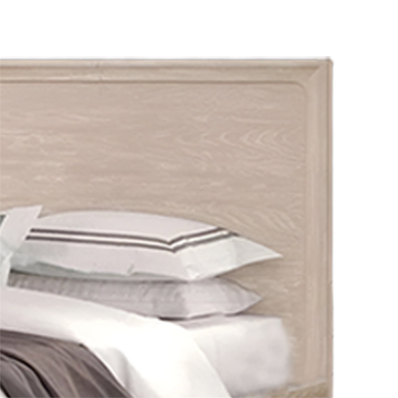 Rozie Queen Bed with Panel Style Headboard- Light Oak Brown Solid Wood