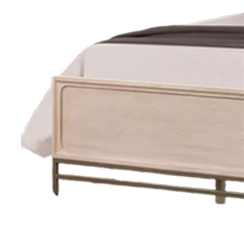 Rozie Queen Bed with Panel Style Headboard- Light Oak Brown Solid Wood