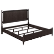 Amber Queen Size Poster Bed- Floating Headboard with Low Footboard- Brown