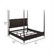 Amber Queen Size Poster Bed- Floating Headboard with Low Footboard- Brown