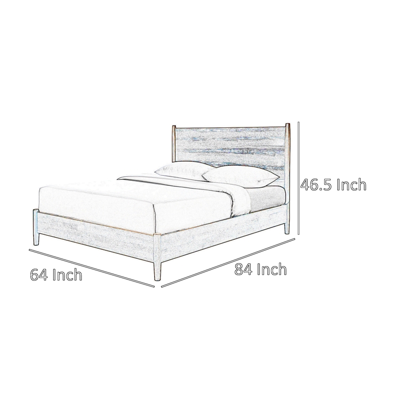 Carry Queen Bed- Beige Boucle Upholstered Headboard Walnut Brown Solid Wood