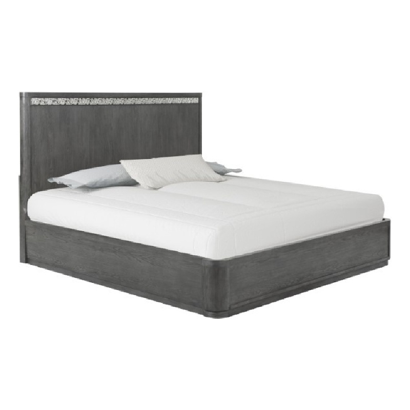 Zoko Queen Bed with Panel Style Headboard- Ash Gray Solid Wood Frame