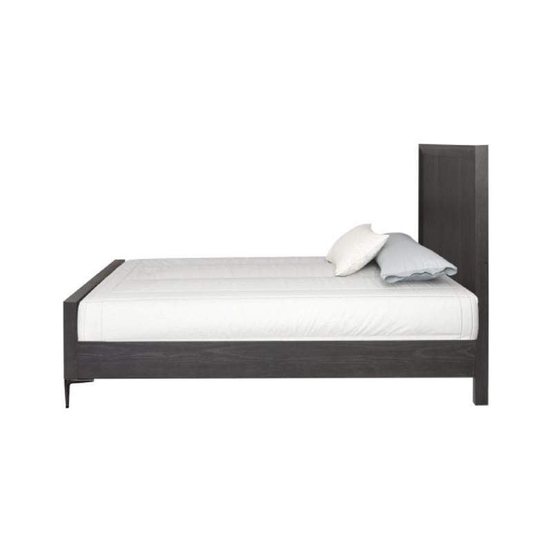 Kaira King Size Bed- Metal Accents- Espresso Brown Solid Rubberwood