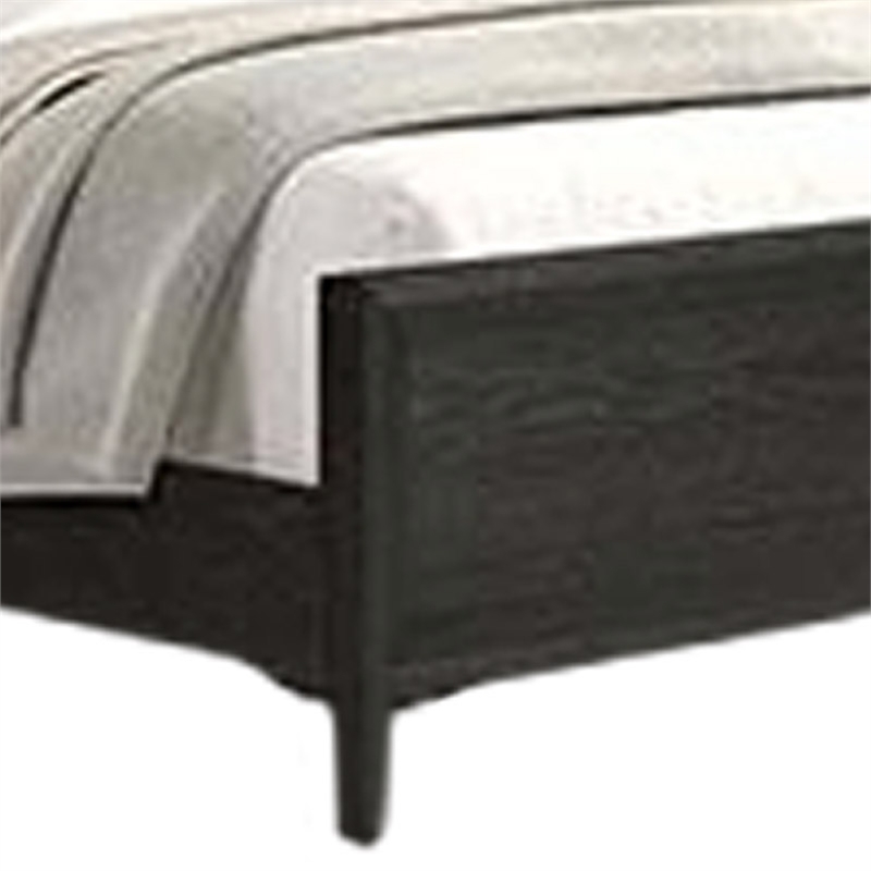 Kaira Queen Size Bed- Metal Accents- Espresso Brown Solid Rubberwood