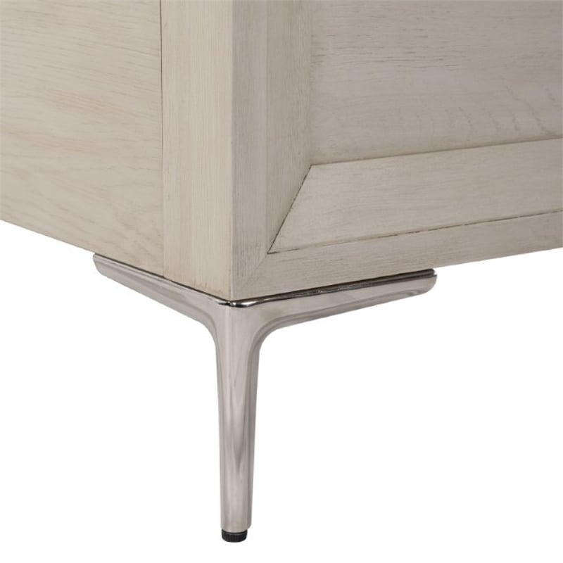 Kaira King Bed with Metal Accents- Natural Oak Brown Solid Rubberwood