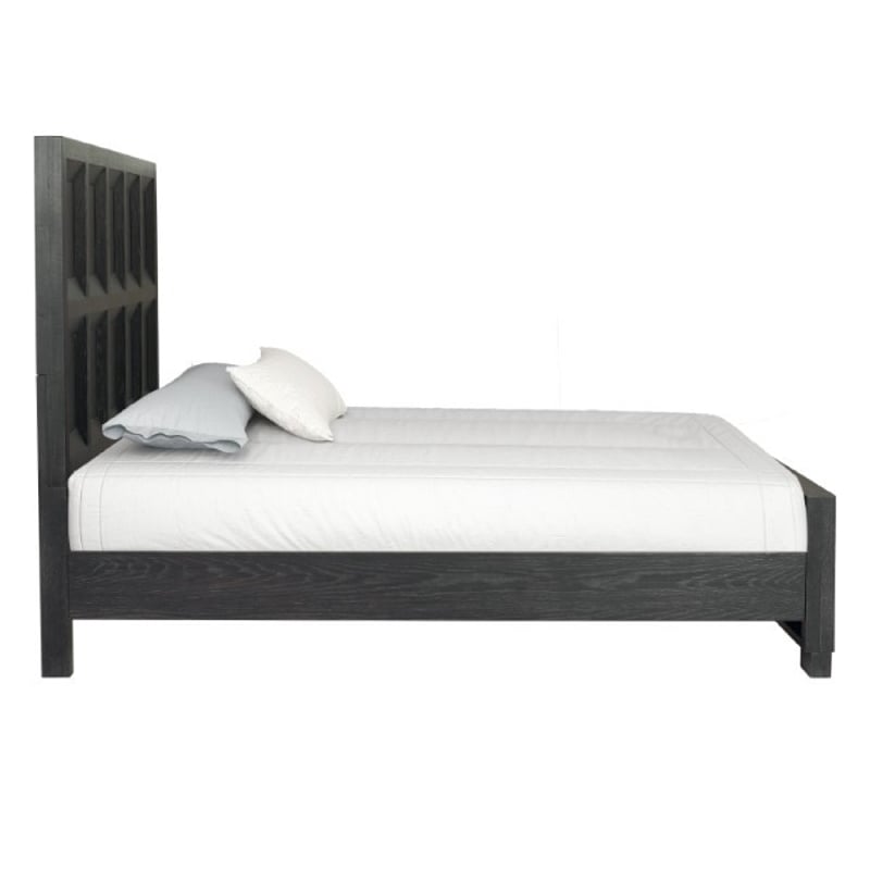 Kizie King Bed- Classic Recessed Panel- Weathered Black Solid Wood