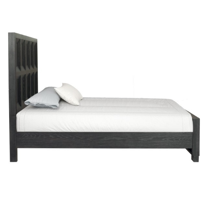 Kizie King Bed- Classic Recessed Panel- Weathered Black Solid Wood