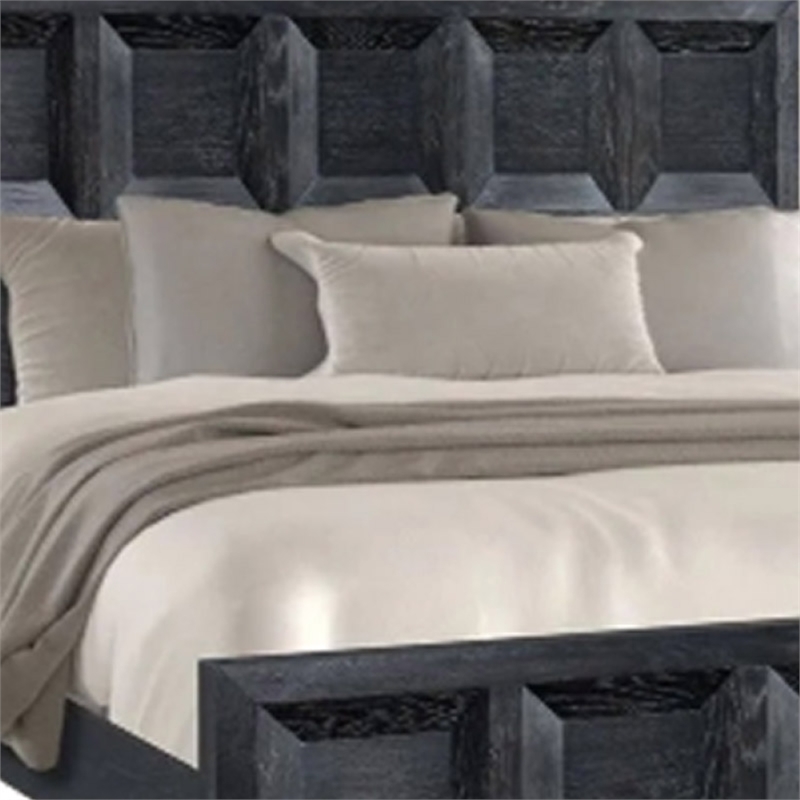 Kizie Queen Bed- Classic Recessed Panel- Weathered Black Solid Wood