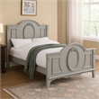 Auri Full Size Bed- Arch Headboard- Rope Molding w Floral Motifs- Gray