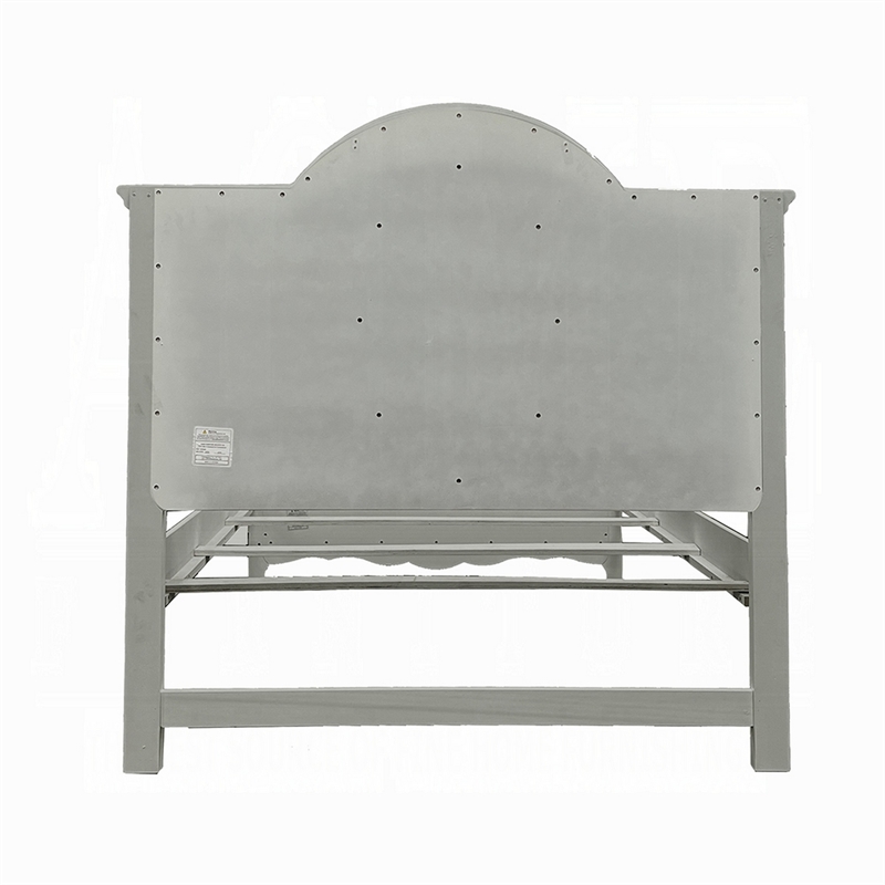 Auri Full Size Bed- Arch Headboard- Rope Molding w Floral Motifs- Gray