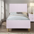 Tyra Full Size Bed- Sleek Panel Headboard- Gloss Pink Chevron Pattern