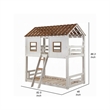 Nara Twin Size Bunk Bed- House Design with Ladder- White Rustic Wood